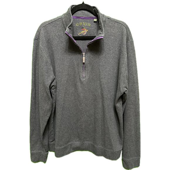 Orvis Gray Pima Cotten Pullover Large Sweater - Picture 1 of 9
